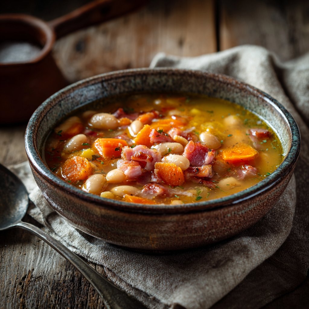 Ham and Bean Soup with Tender Beans