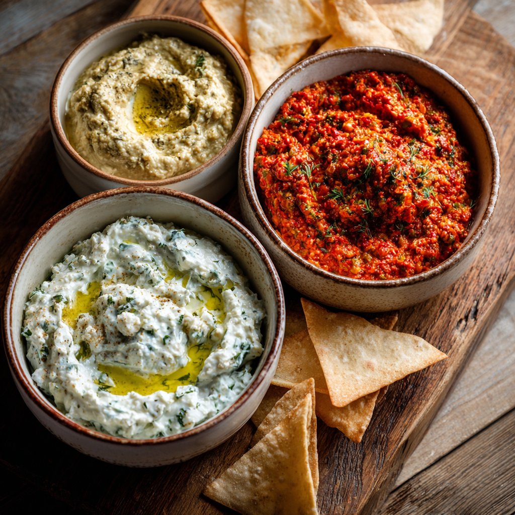 Crunchy Mediterranean Dip Triad